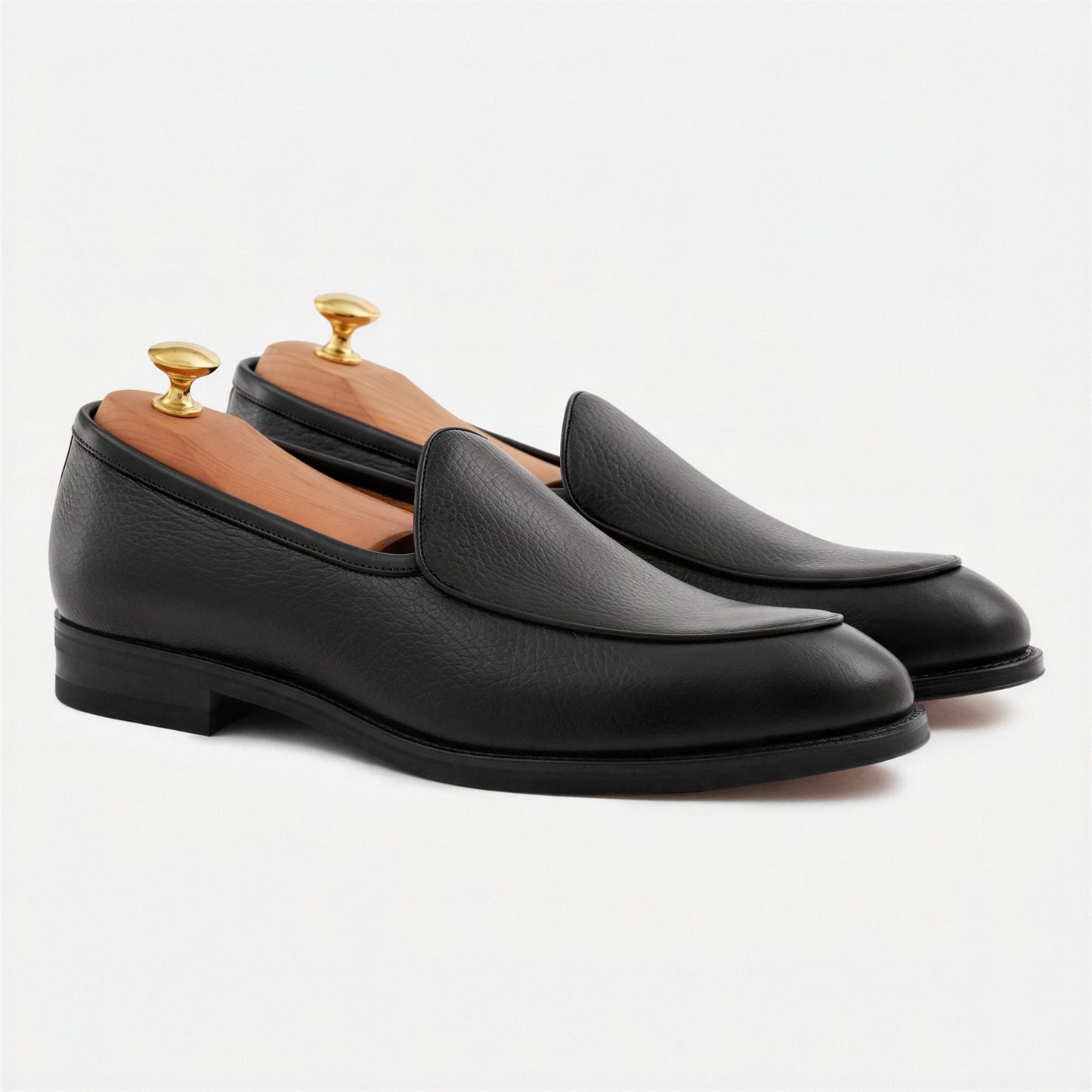 Vincent Belgian Loafers - Pebbled Leather - Men's