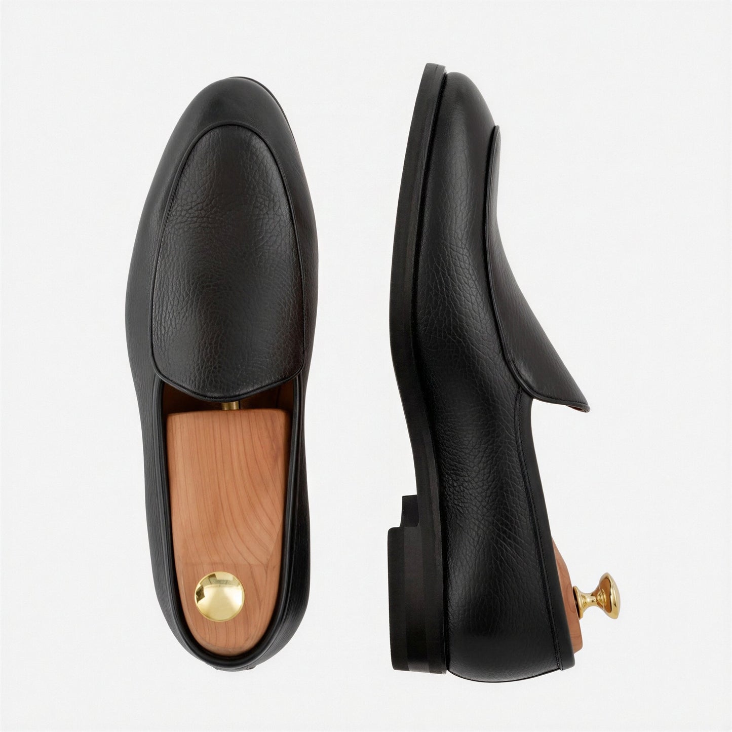 Vincent Belgian Loafers - Pebbled Leather - Men's