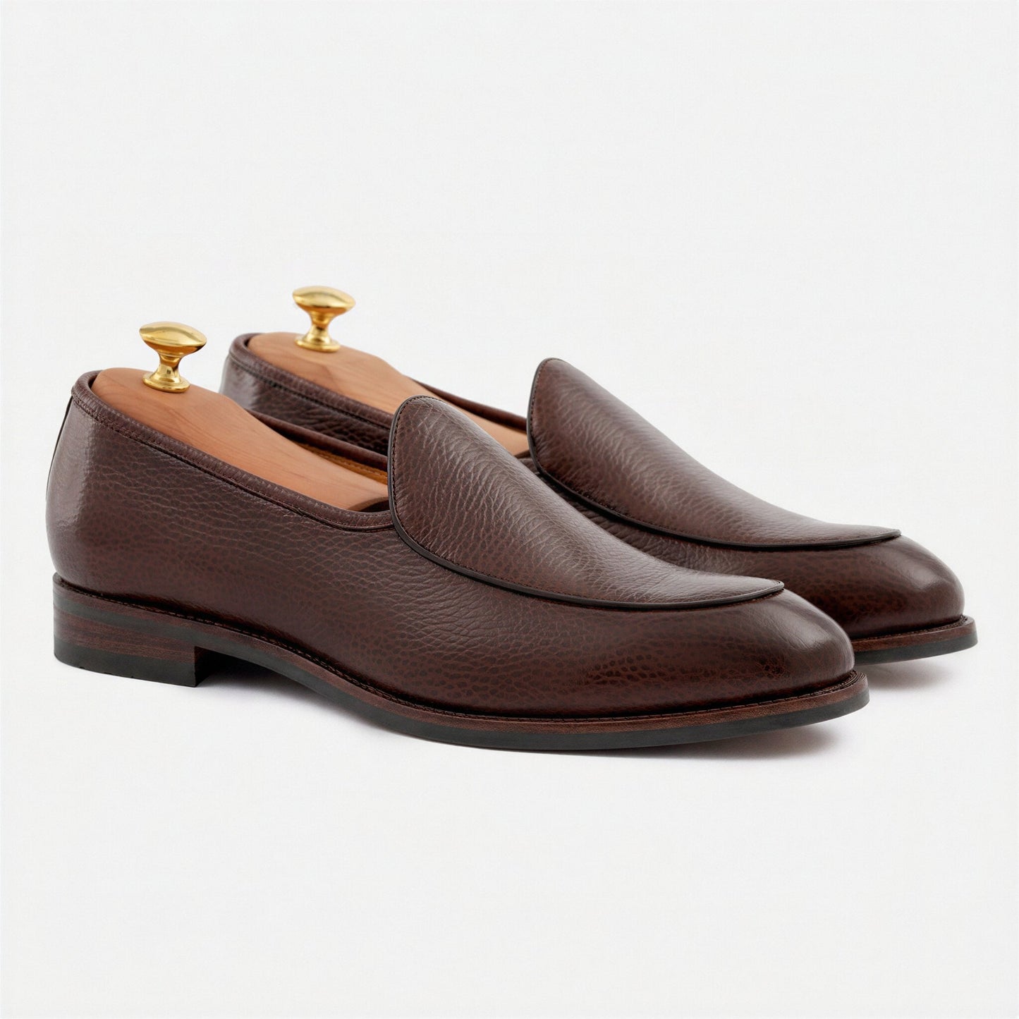 Vincent Belgian Loafers - Pebbled Leather - Men's